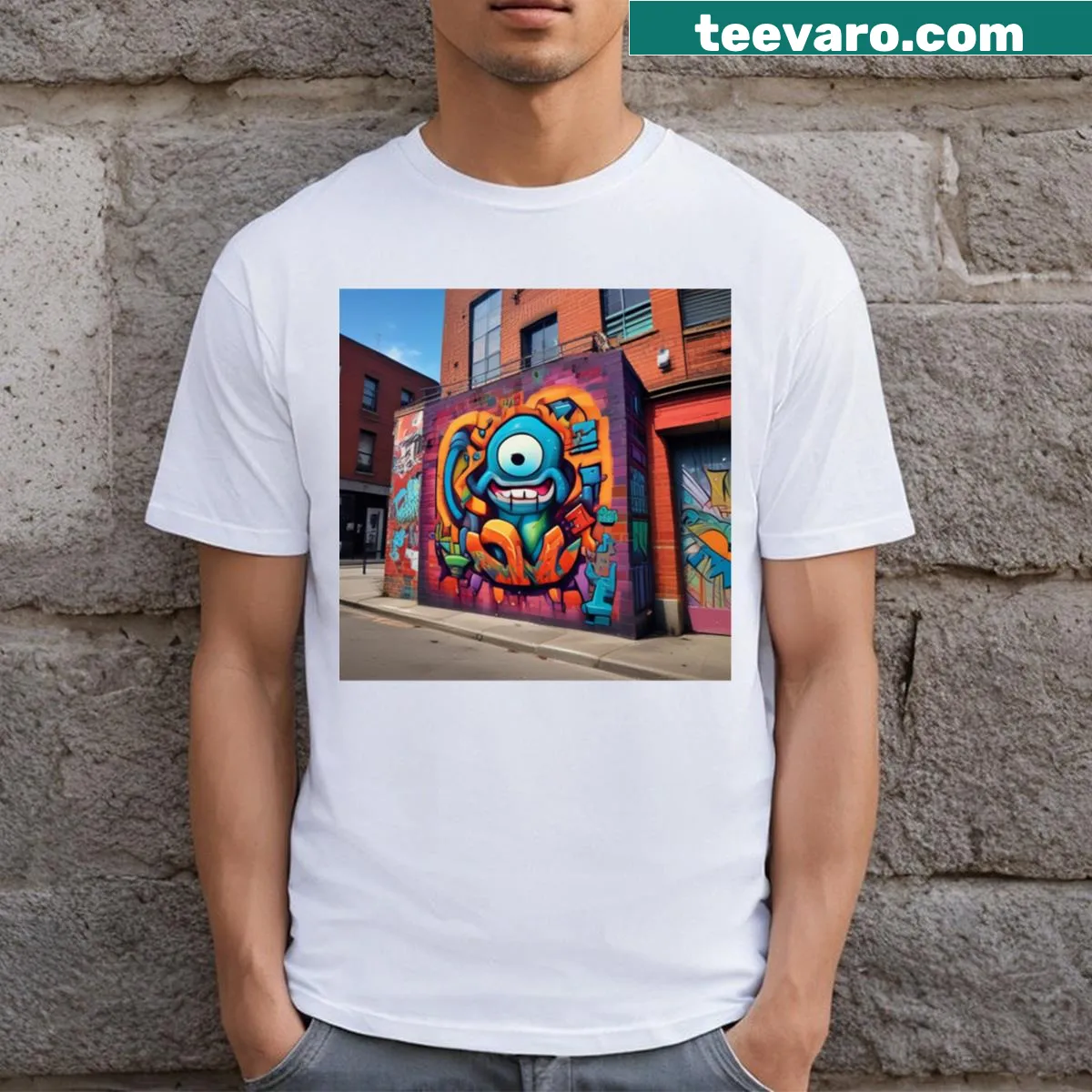 Urban graffiti art graphic on a t-shirt — on a men's t-shirt