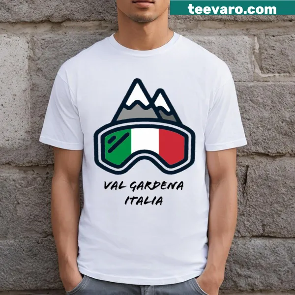 Illustrated Val Gardena ski resort graphic on T-shirt