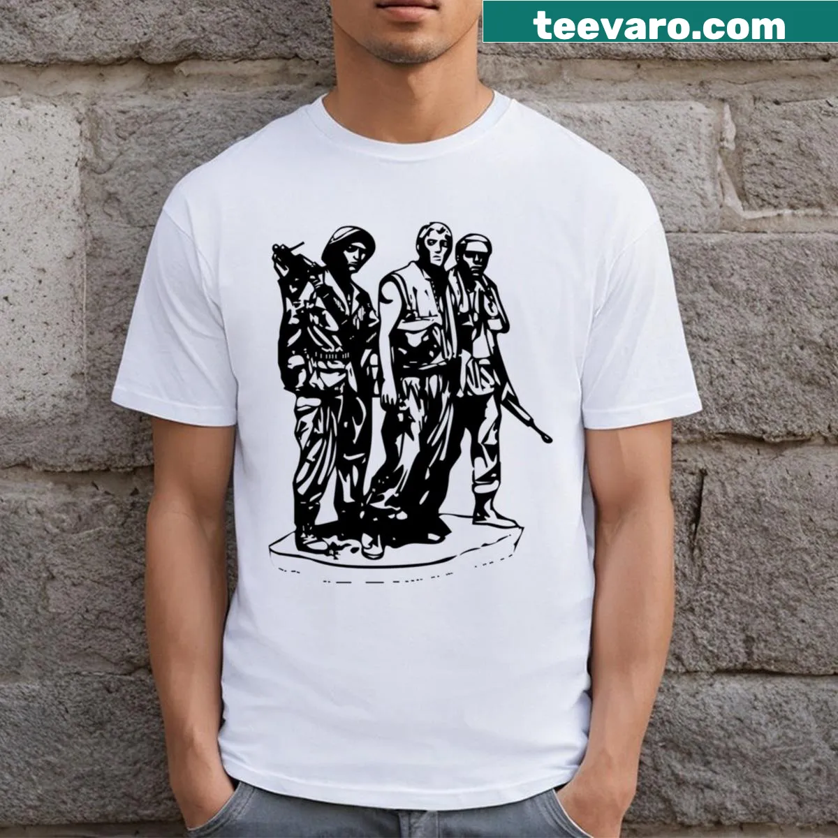 Warrior graphic t-shirt representing strength and resilience — on a men's t-shirt