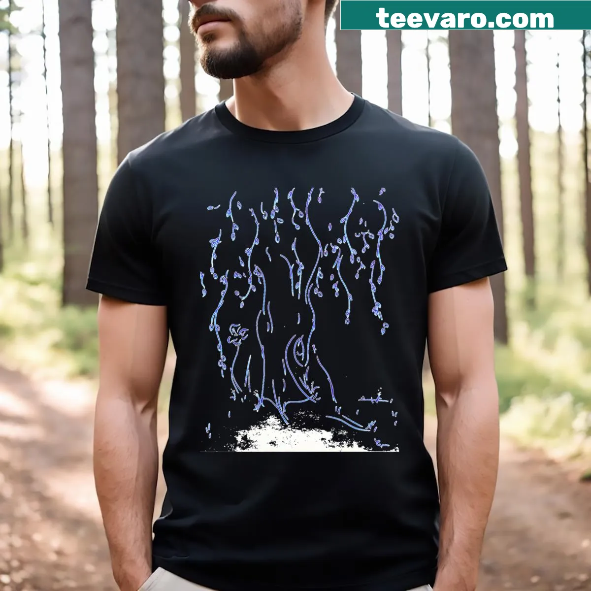 Illustration of a weeping willow tree on a T-shirt — on a men's t-shirt