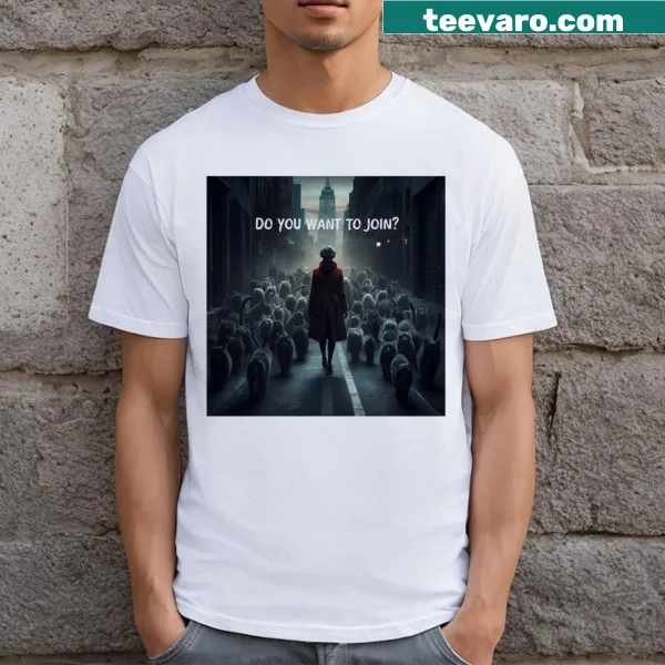 Illustrated Woman And Cats Walking At Night t-shirt with serene design