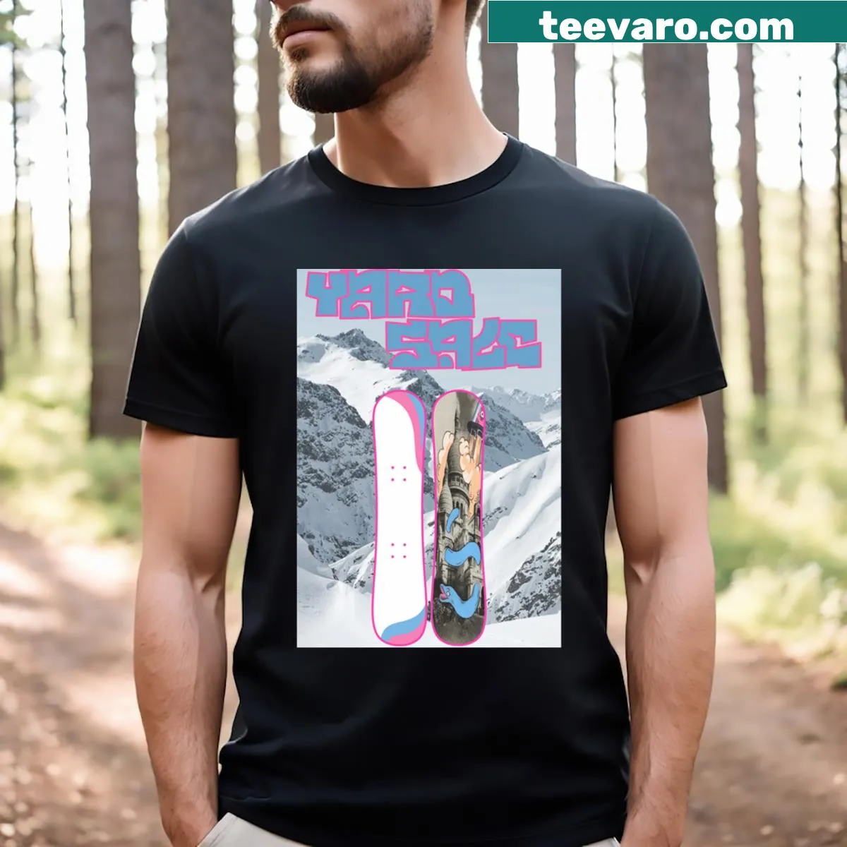 Illustration of yard sale boards on a casual T-shirt — on a men's t-shirt