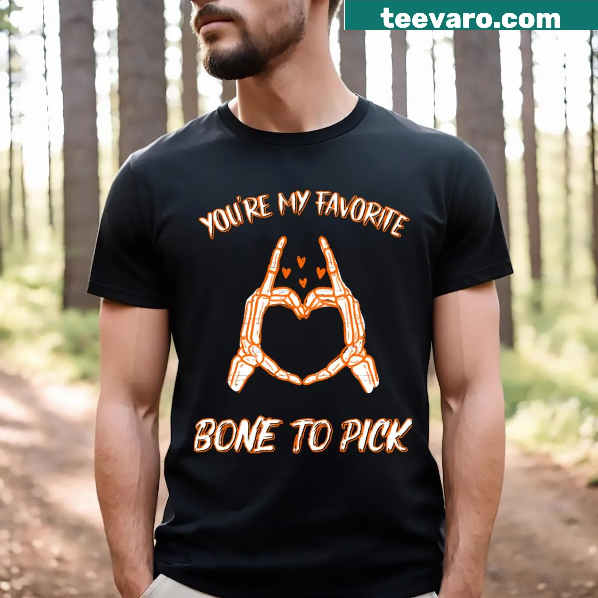 Funny t-shirt with the phrase 'You're My Favorite Bone To Pick' — on a men's t-shirt