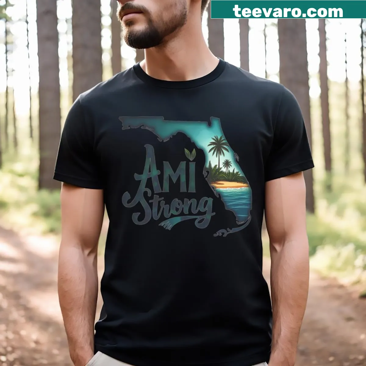 Supportive t-shirt with 'Ami Strong' emblem for Florida — on a men's t-shirt