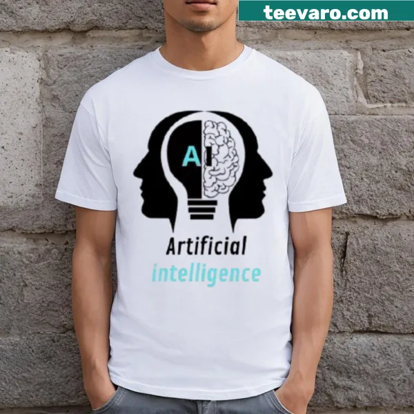 Typographic T-shirt celebrating artificial intelligence advancements.