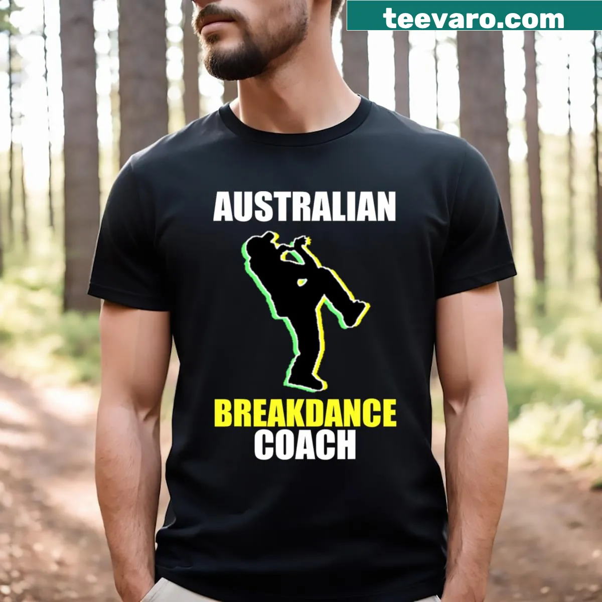 Playful breakdance graphic T-shirt for Halloween celebrations — on a men's t-shirt