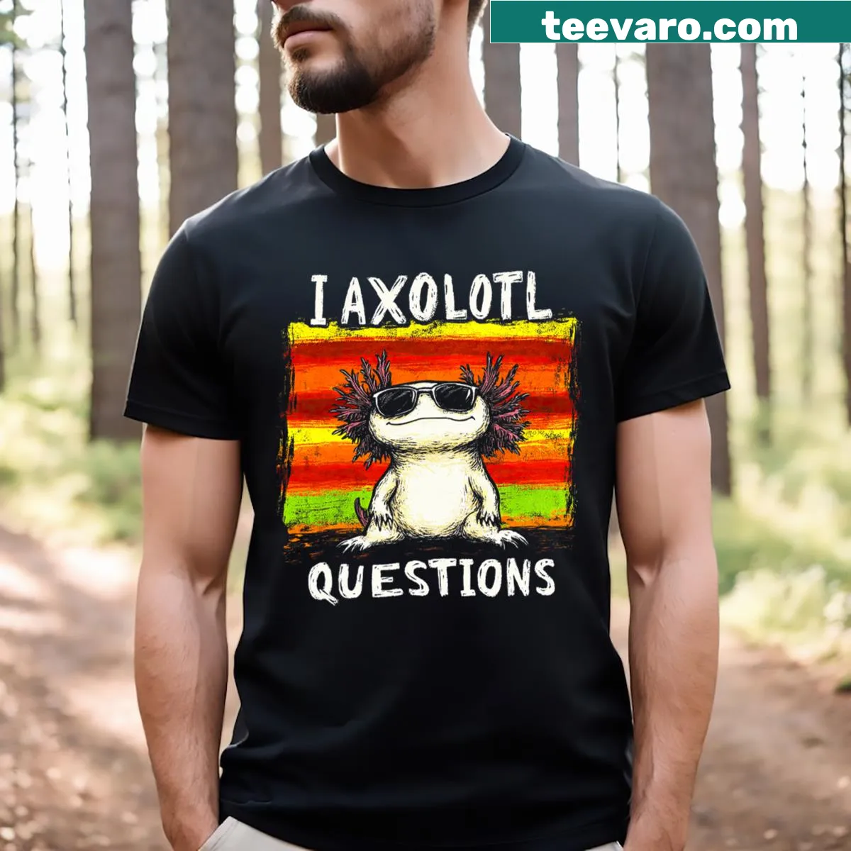 Adorable axolotl graphic T-shirt for animal lovers — on a men's t-shirt