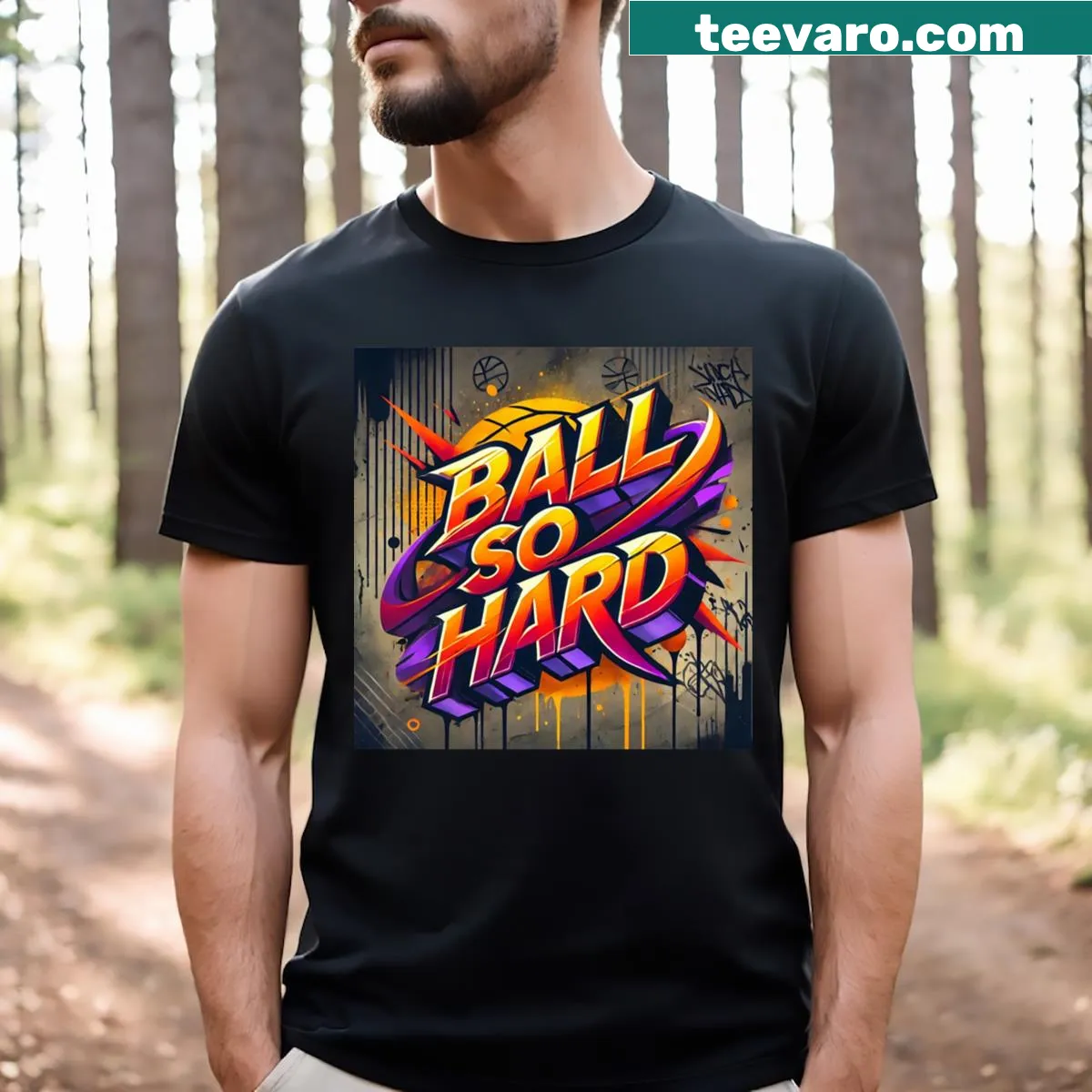 Bold t-shirt with 'Ball So Hard' text design — on a men's t-shirt