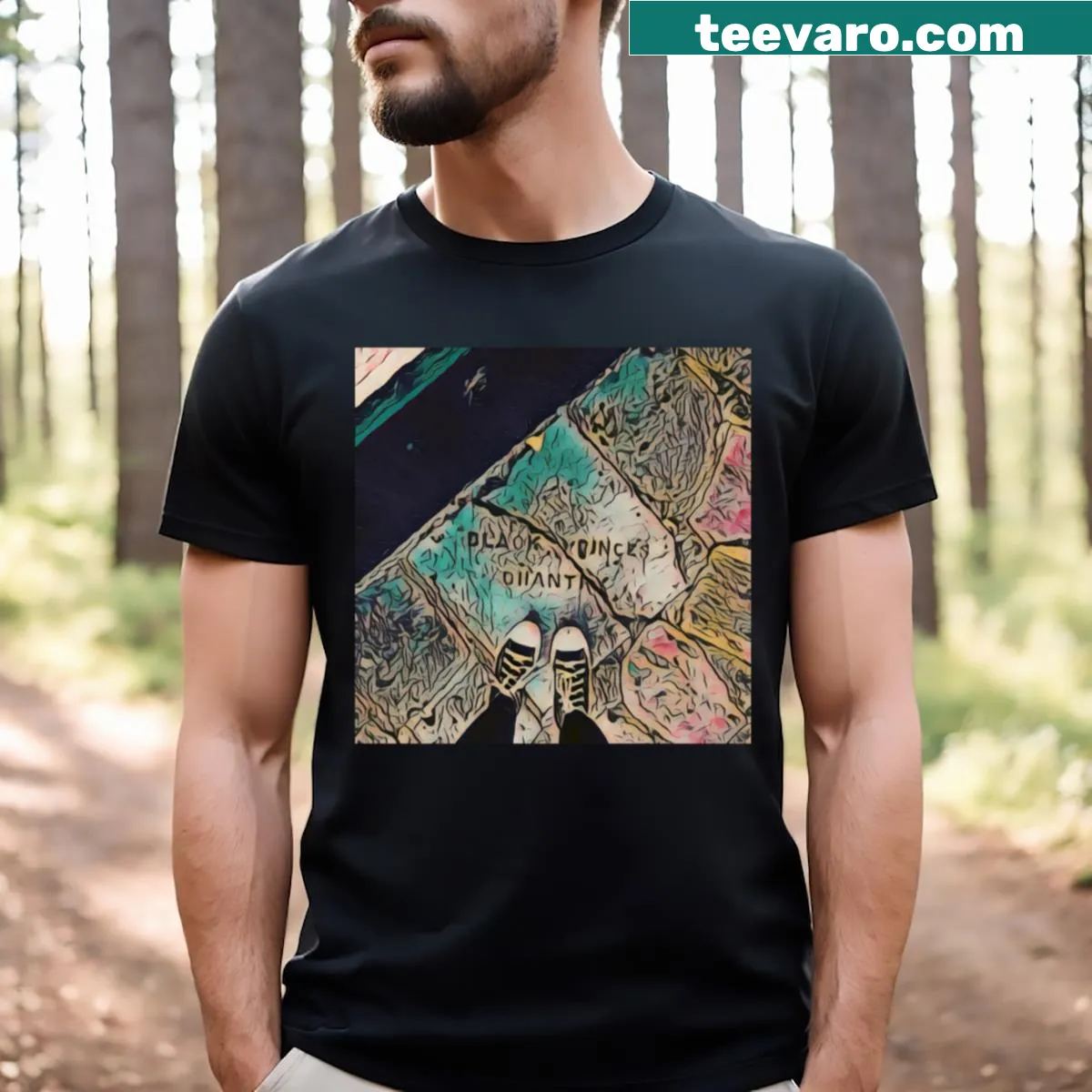 Graphic t-shirt featuring the silhouette of the Black Prince with UK elements — on a men's t-shirt