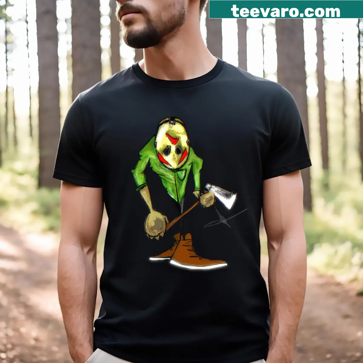 Camp Life t-shirt with outdoor-themed design — on a men's t-shirt