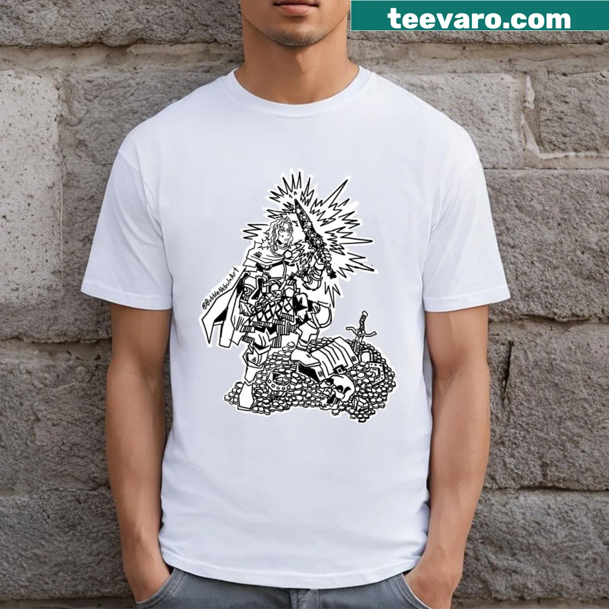 T-shirt featuring a graphic of a cursed treasure chest — on a men's t-shirt