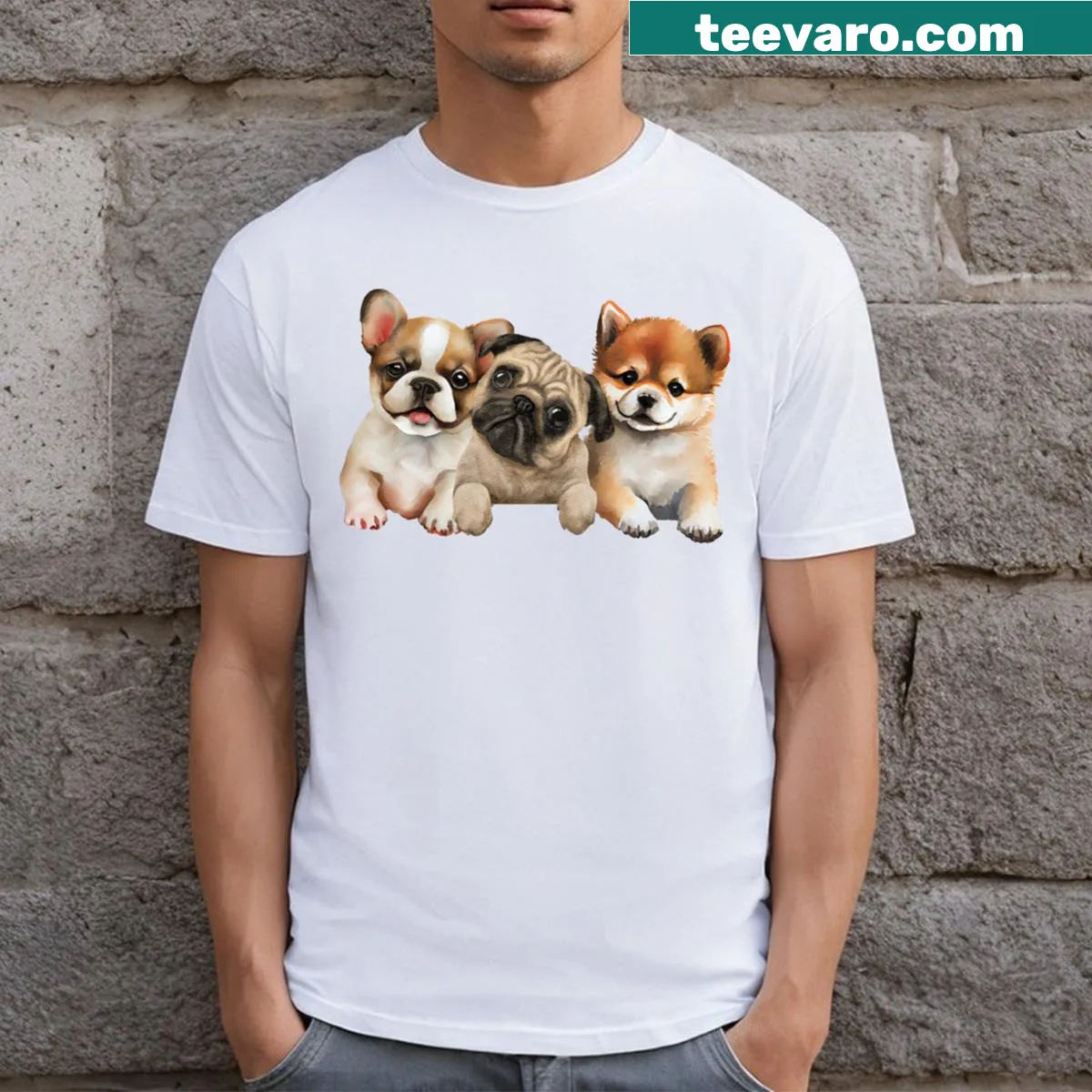 T-shirt with a cute graphic about friendship — on a men's t-shirt