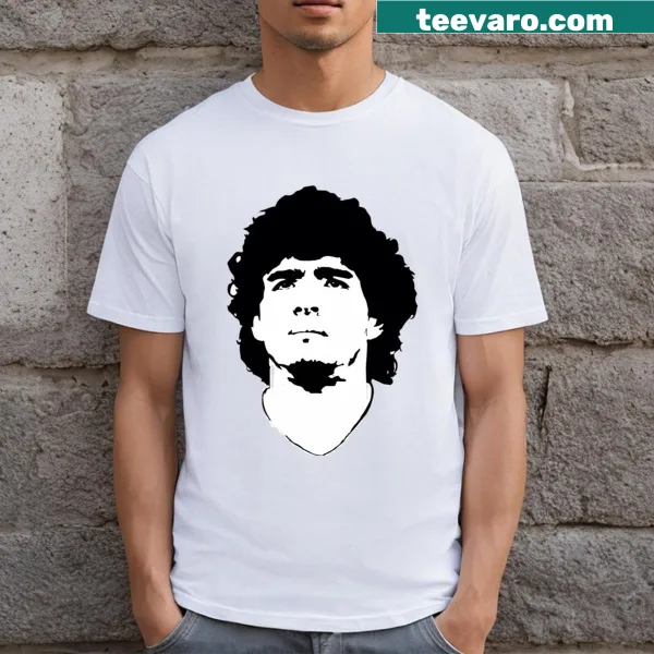 Illustration of Diego Armando Maradona's face on a T-shirt