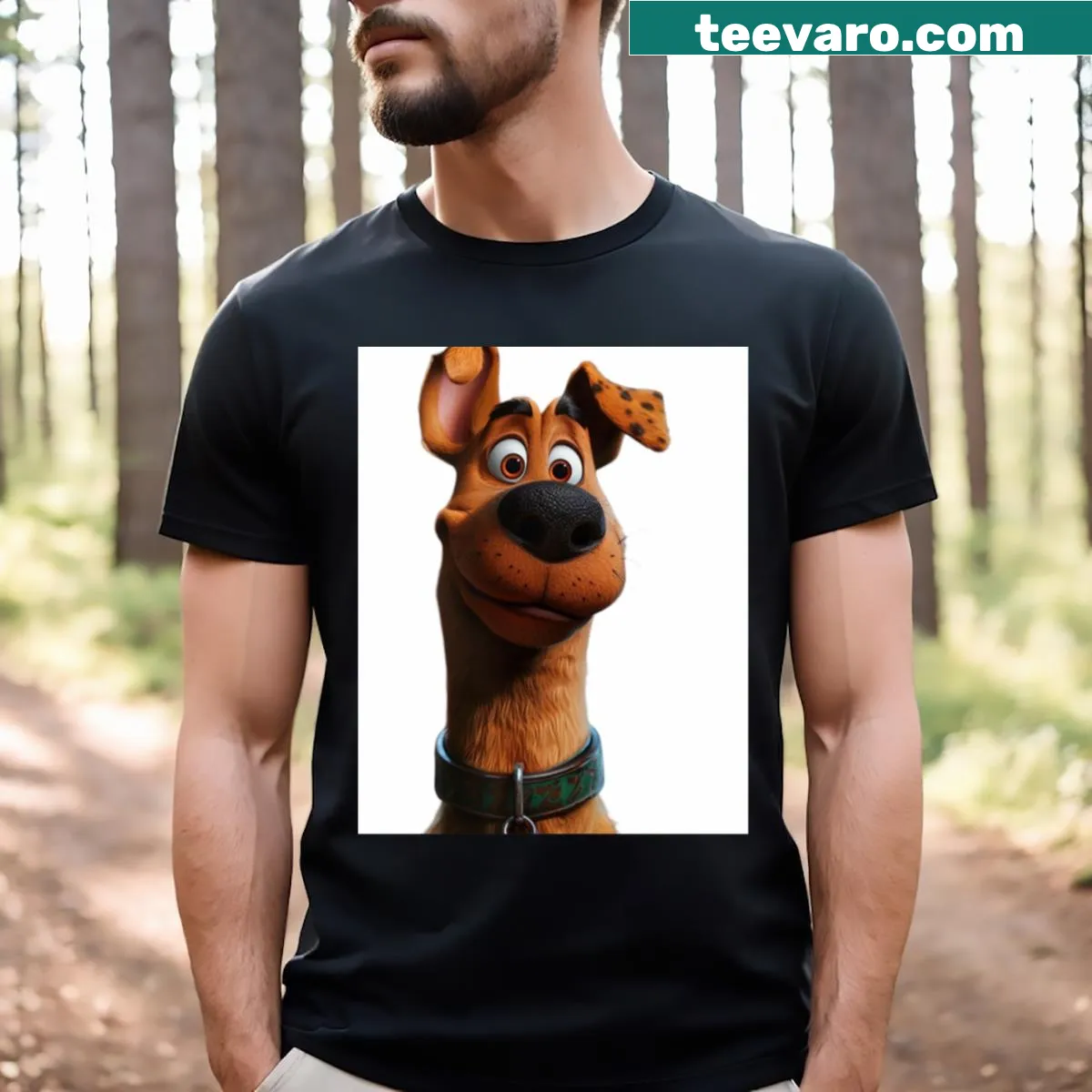 Illustrative T-shirt featuring a cheerful design of dogs — on a men's t-shirt