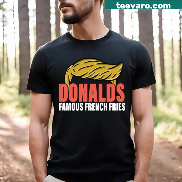 Illustrated T-shirt celebrating famous French fries with whimsical design elements.
