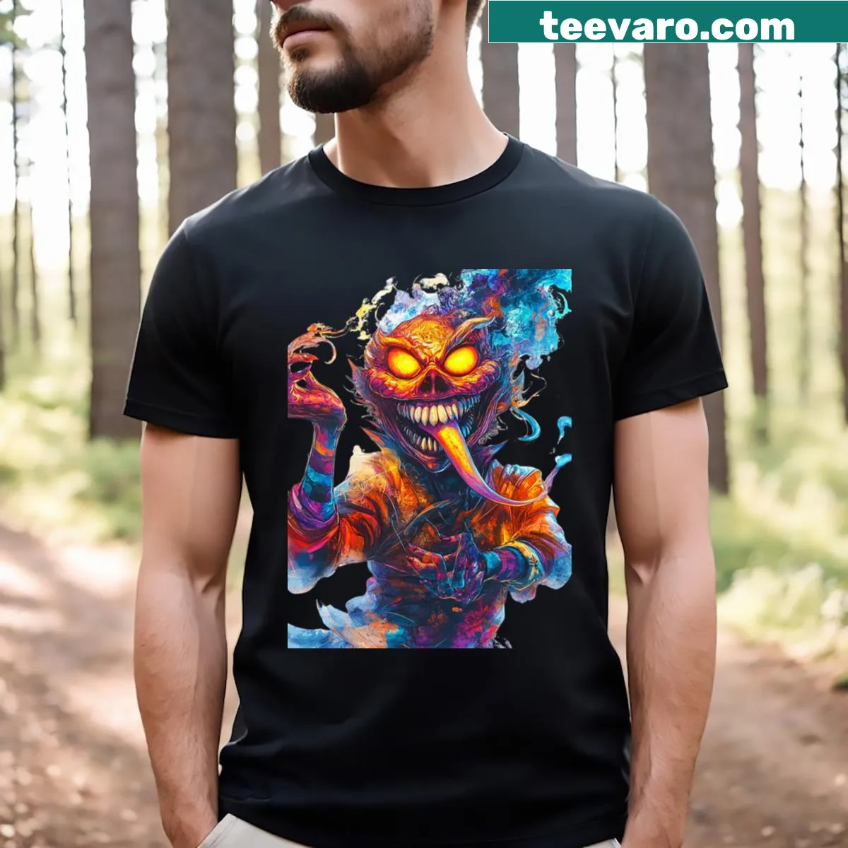 Illustration of a fearless mythical creature on a T-shirt — on a men's t-shirt