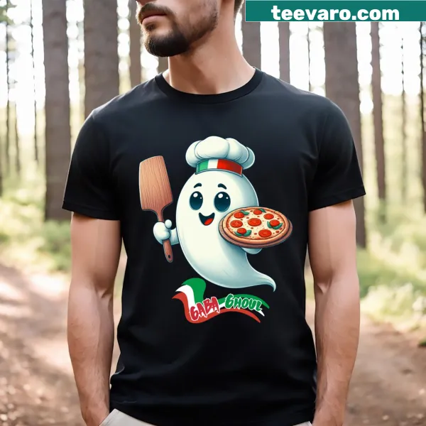 Funny ghost-themed T-shirt with Italian food references for Halloween
