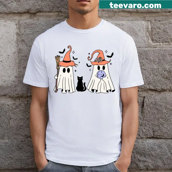 Charming T-shirt featuring friendly ghosts in a whimsical design