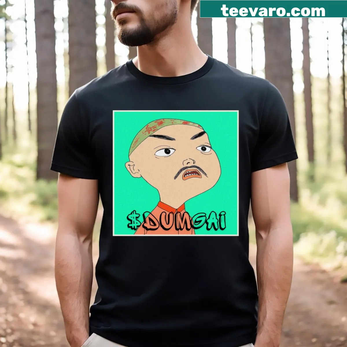 Silhouette T-shirt featuring a dum gai design — on a men's t-shirt