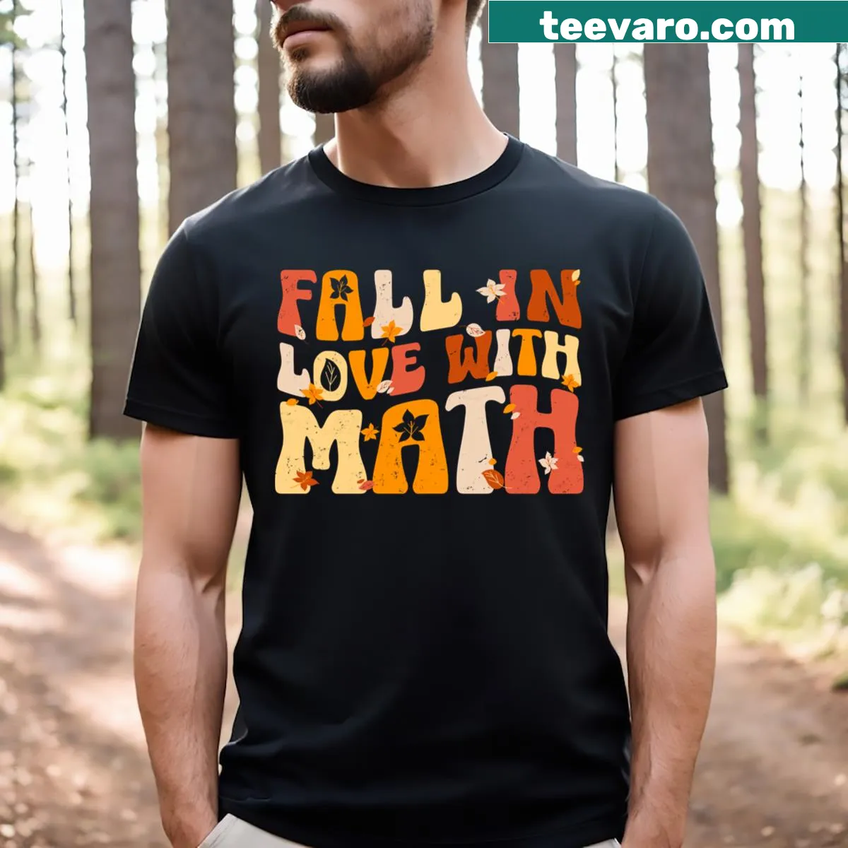 Thanksgiving T-shirt for math teachers with playful typography — on a men's t-shirt