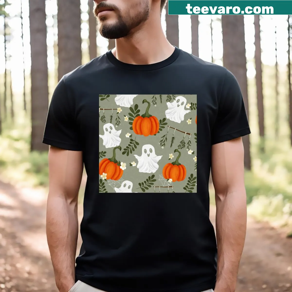 Festive Halloween Party Scoop T-shirt — on a men's t-shirt