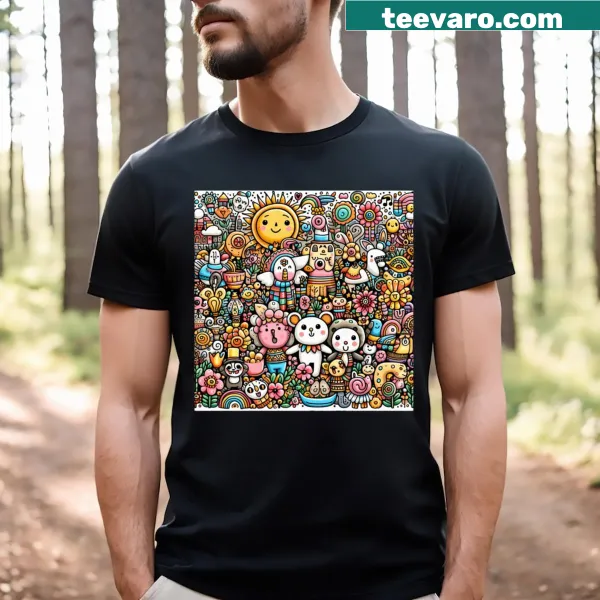 Illustration of Happy Little People T-shirt