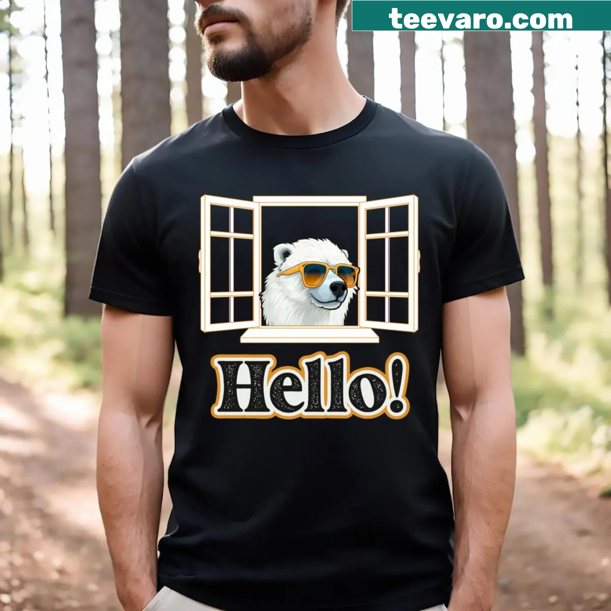 Playful dog-themed graphic T-shirt — on a men's t-shirt