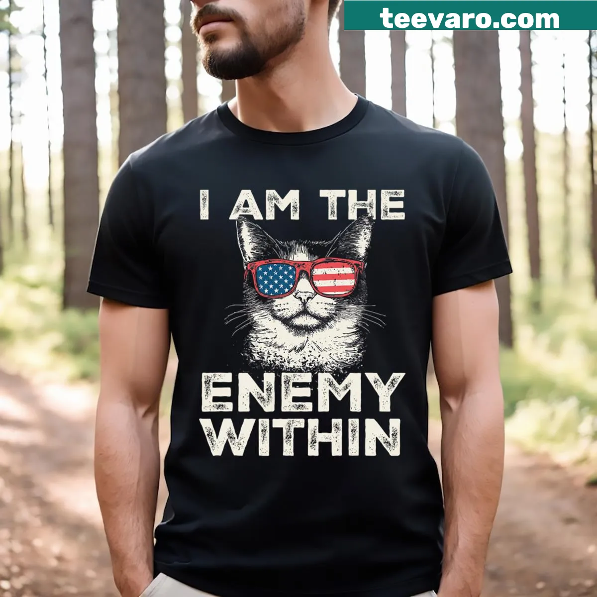 Political T-shirt featuring the phrase 'I Am The Enemy Within' — on a men's t-shirt