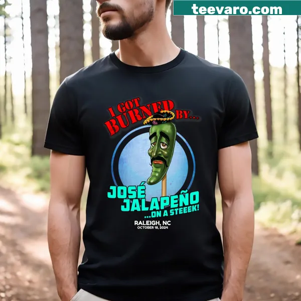 Whimsical illustration of a jalapeno on a stick on T-shirt