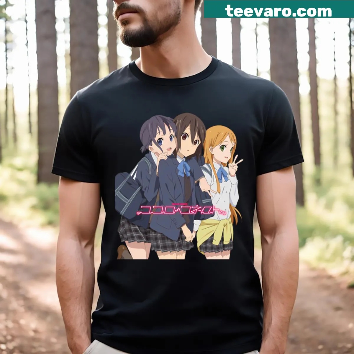Illustrated T-shirt inspired by Kokoro Connect anime — on a men's t-shirt