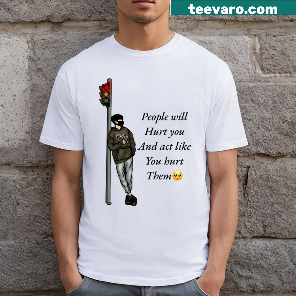 Minimalist T-shirt with a message focused on life and relationships — on a men's t-shirt