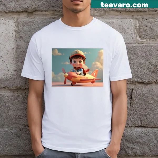 Cute T-shirt with a cheeky pilot illustration for kids