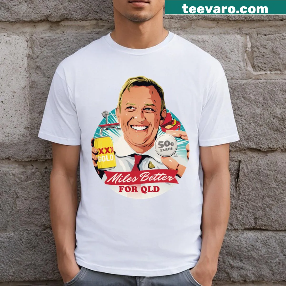 Proud Miles Better For Qld T-shirt with strong message — on a men's t-shirt