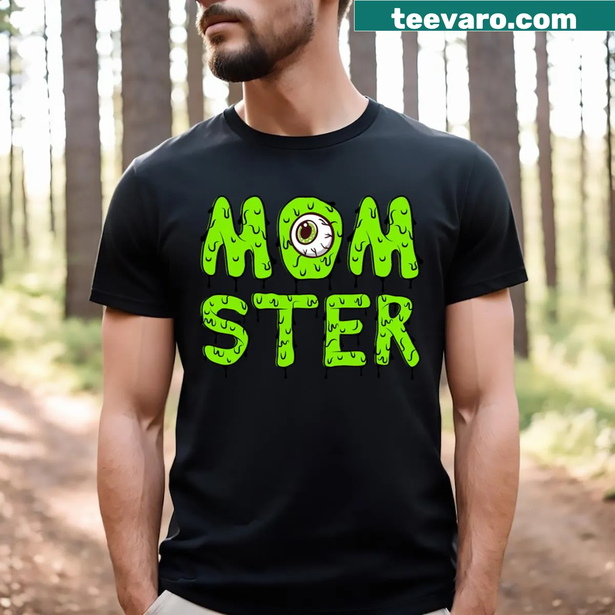 Playful monster-themed graphic for a Halloween T-shirt — on a men's t-shirt