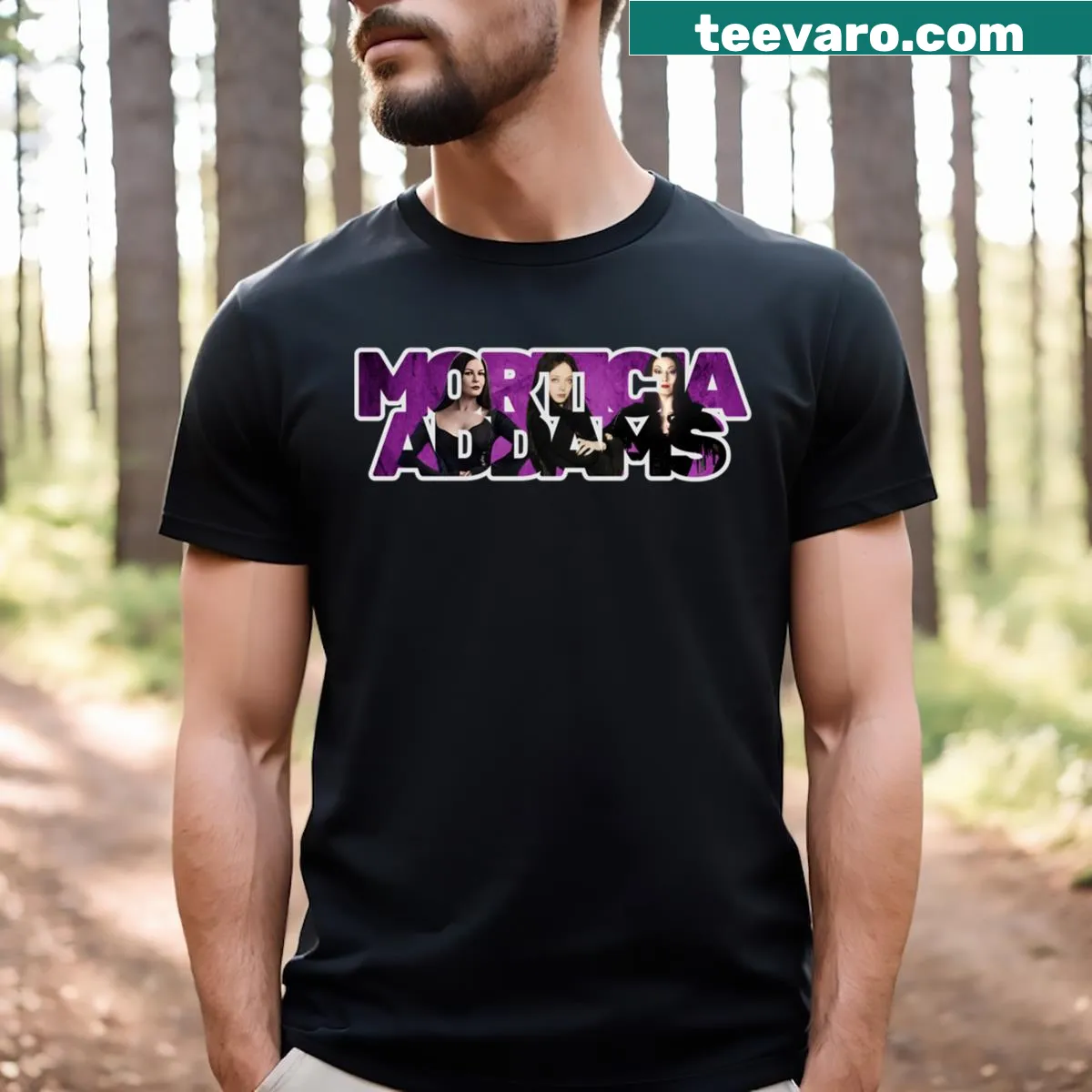 Morticia Addams inspired T-shirt with a whimsical design — on a men's t-shirt