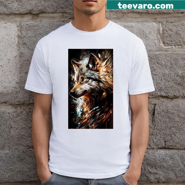 Illustration of a mysterious wolf on a T-shirt