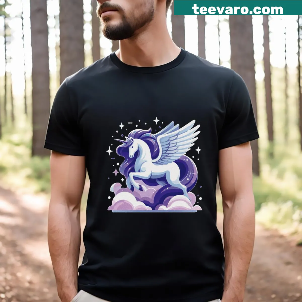 Mythical Pegasus illustration on T-shirt — on a men's t-shirt