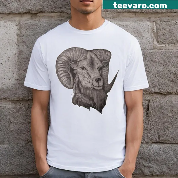 Illustration of a ram on a stylish T-shirt