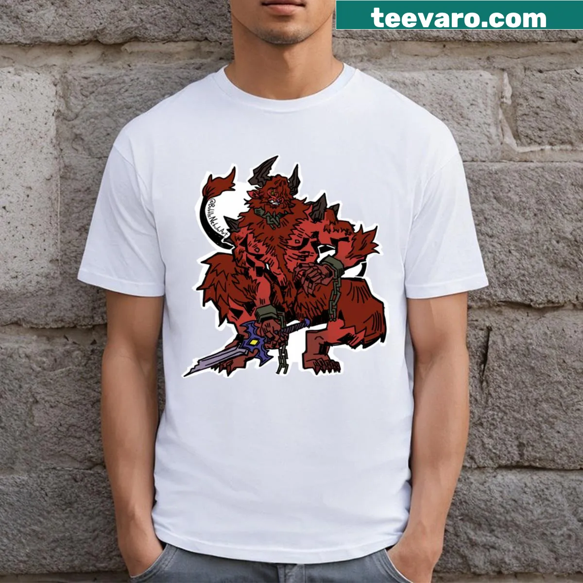 Artistic illustration of a Minotaur on a t-shirt — on a men's t-shirt