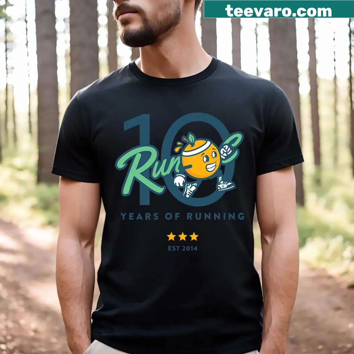 Typography design celebrating 10 year anniversary milestones — on a men's t-shirt