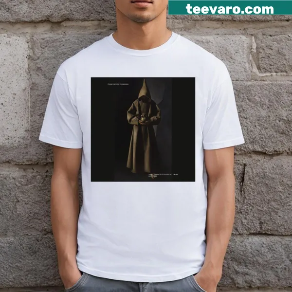 Historic art illustration of Saint Francis of Assisi on a t-shirt