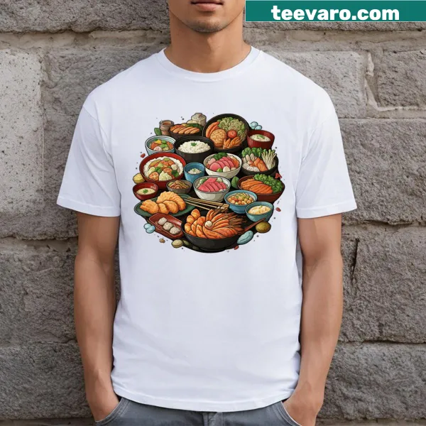 Playful graphic T-shirt featuring sashimi design