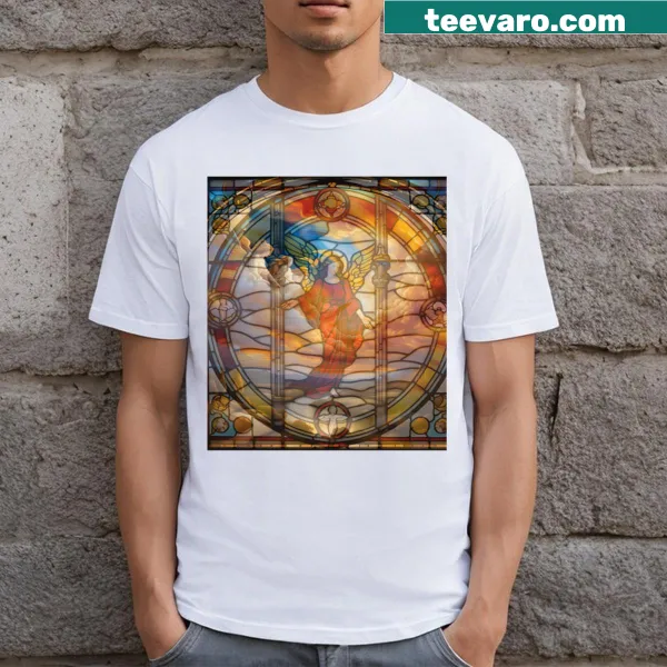 T-shirt with a stained glass design representing a serene spirit