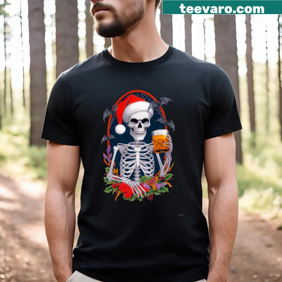 Charming skeleton design for Halloween on T-shirt. — on a men's t-shirt