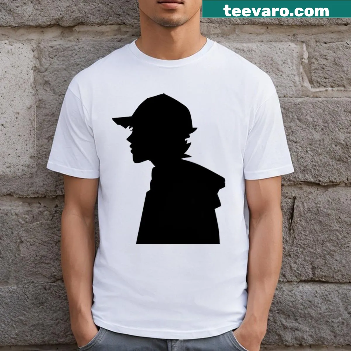 Minimalist T-shirt with abstract typography design 'Sprenn' — on a men's t-shirt