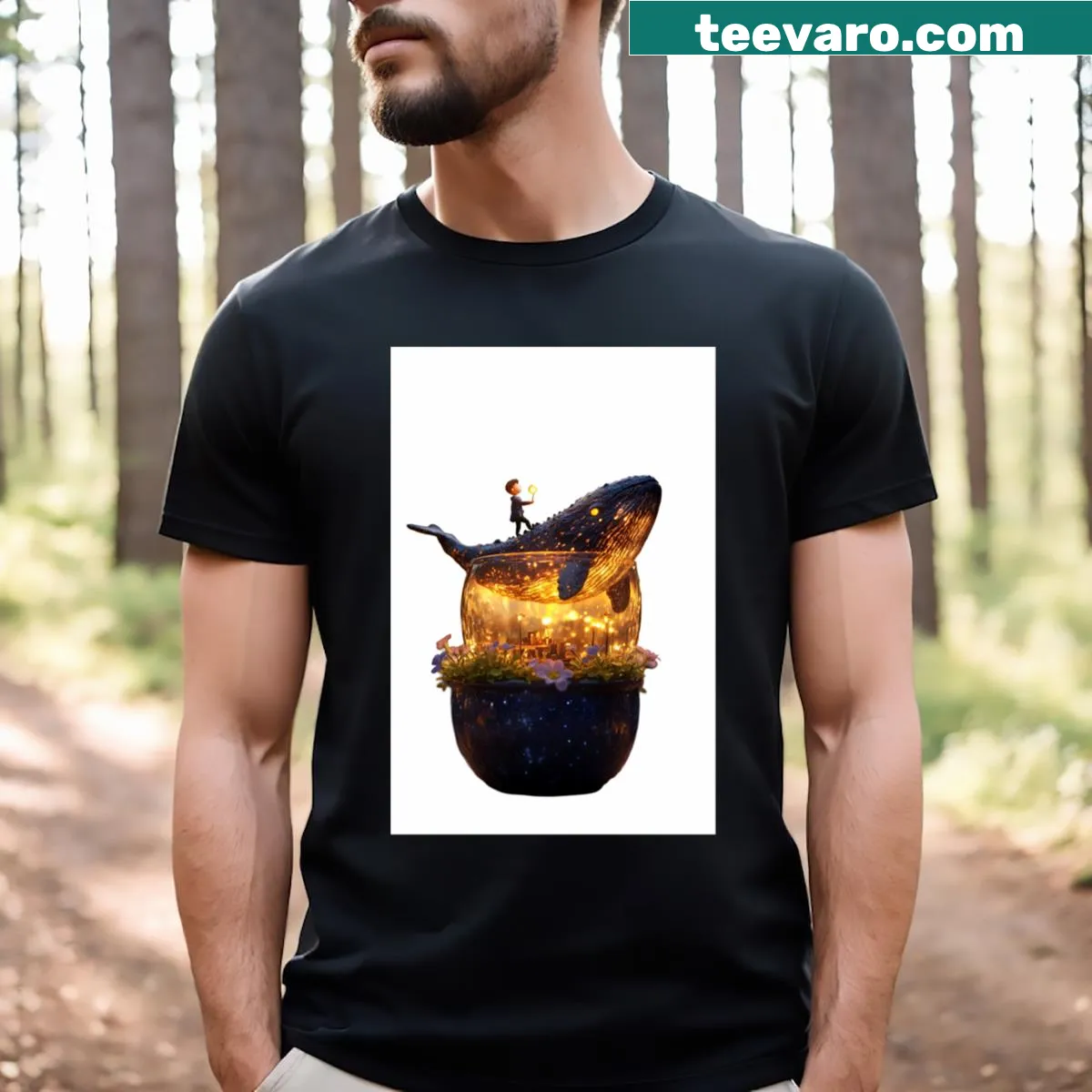Playful blue fish graphic on Taylor Beach T-shirt — on a men's t-shirt