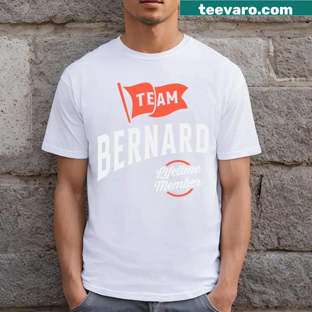 Personalized Team Bernard T-shirt celebrating family — on a men's t-shirt
