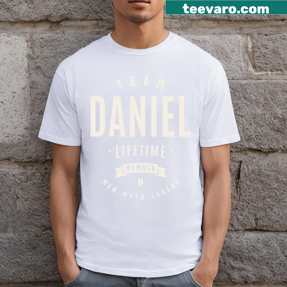 Funny Team Daniel T-shirt celebrating family name — on a men's t-shirt