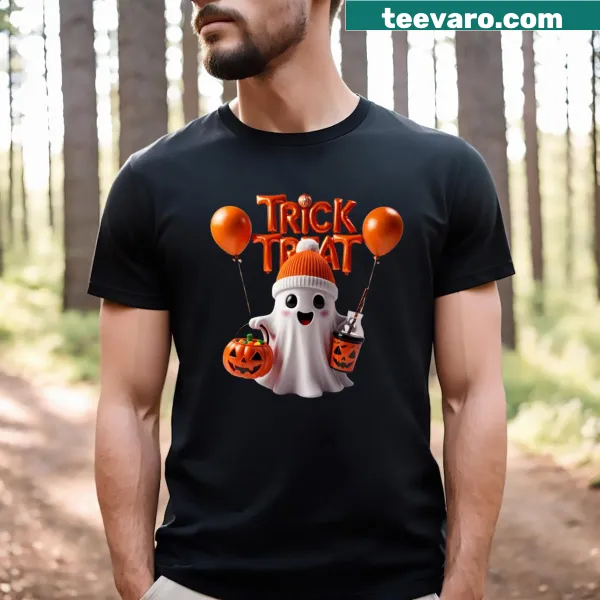 Ghost illustration on a Halloween night t-shirt