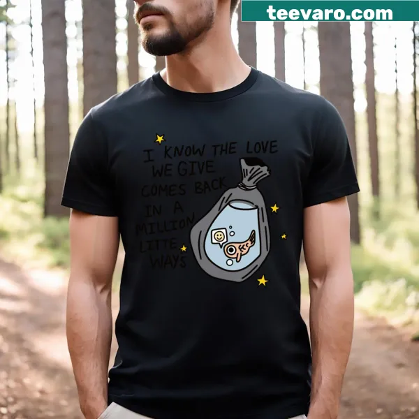 Typography T-shirt with the uplifting phrase about love and kindness.